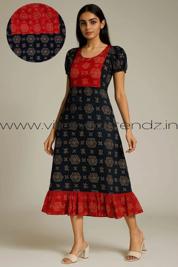 Ruthvi Ethnics Frock Nighty| Night Gown| Nighty |Black| FN249021 - Free Size(Refer Size Chart), Black
