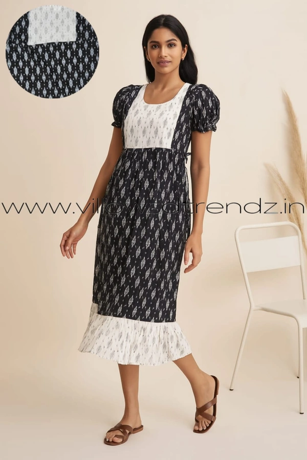 Ruthvi Ethnics Frock Nighty| Night Gown| Nighty| Black | FN24906 - Free Size(Refer Size Chart), Black