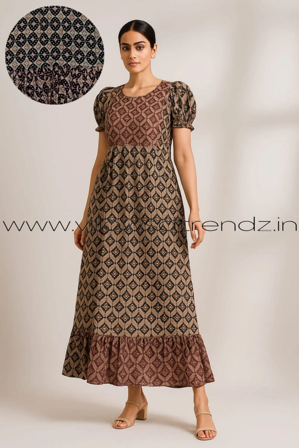 Ruthvi Ethnics Frock Nighty| Night Gown| Nighty |Brown| FN249024 - Free Size(Refer Size Chart), Brown