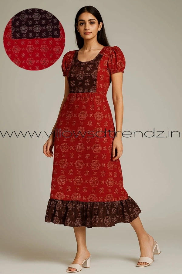 Ruthvi Ethnics Frock Nighty| Night Gown| Nighty |Red| FN249020 - Free Size(Refer Size Chart), Red