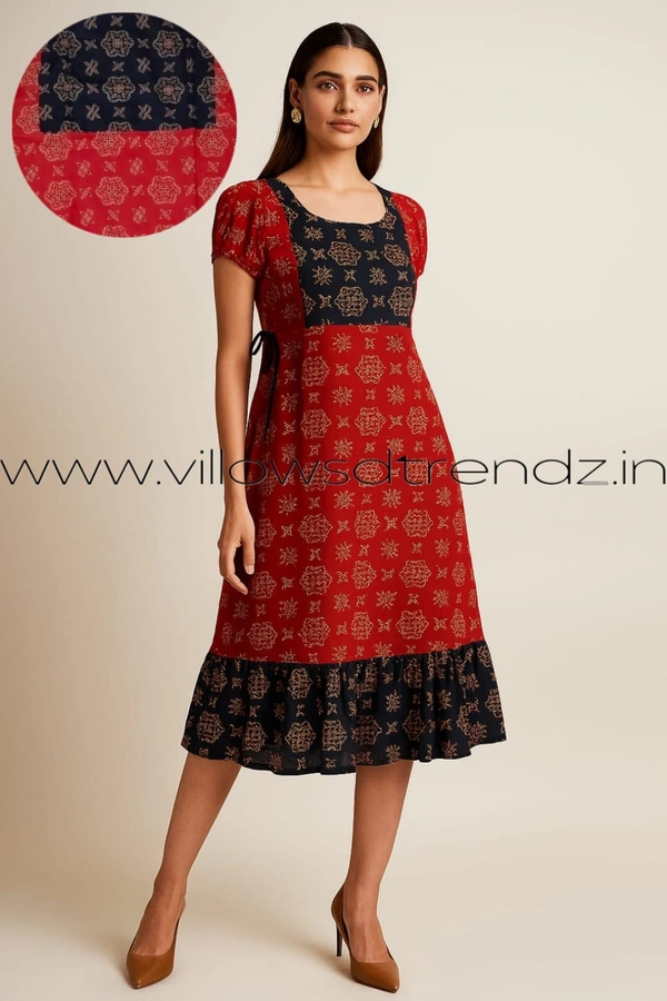 Ruthvi Ethnics Frock Nighty| Night Gown| Nighty |Red| FN249022 - Free Size(Refer Size Chart), Red