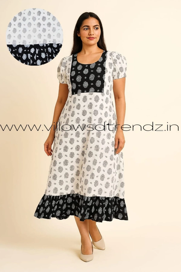 Ruthvi Ethnics Frock Nighty| Night Gown| Nighty |White| FN249033 - Free Size(Refer Size Chart), White