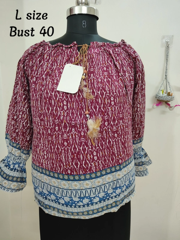 VDT Full Covered neck Pink Cotton Top - Pink, L