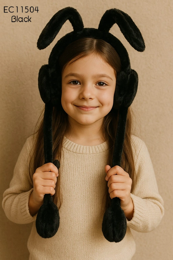 Prini's First Touch Fuzzy Earmuffs with Sound|Pack of 1| Soft and Fluffy|Black |EC11504 - Free, Black