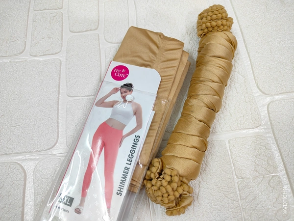 Gold Shimmer Ankle Cut Leggings & Duppata Combo LS802