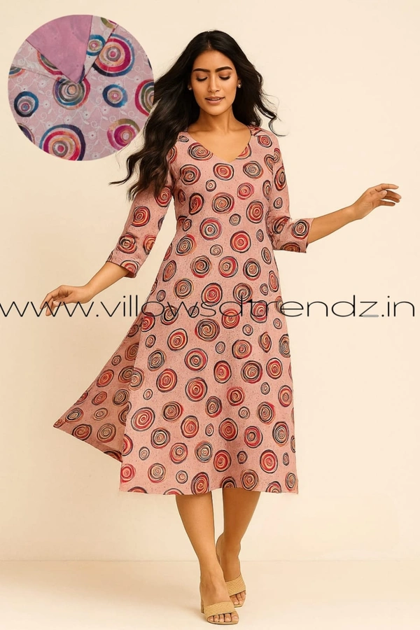 Twill Blue Hakooba Kurti with full sequence work HK35506 - Pink, L