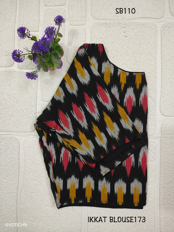 Ruthvi Ethnics Ikkat Blouse SB110 - Black, FS