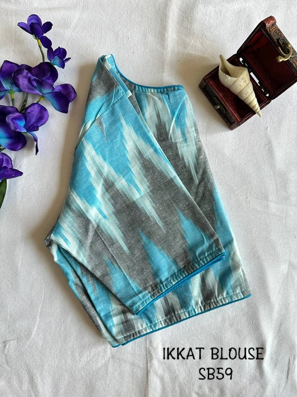 Ruthvi ethnics Ikkat Blouse SB59 - Sky Blue, FS