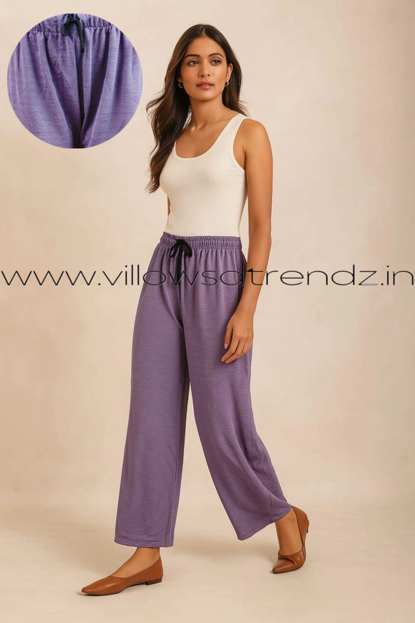 Ruthvi Ethnics Imported Georgette Golden Tag Palazzo|Plain Palazzo| Lavender |  IP165025 - FS(Fits upto 2XL), Lavender