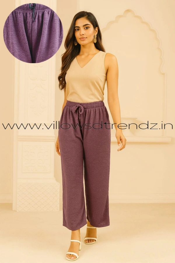 Ruthvi Ethnics Imported Georgette Golden Tag Palazzo|Plain Palazzo| Dusky Lavender |  IP165028 - FS(Fits upto 2XL), Dusky Lavender
