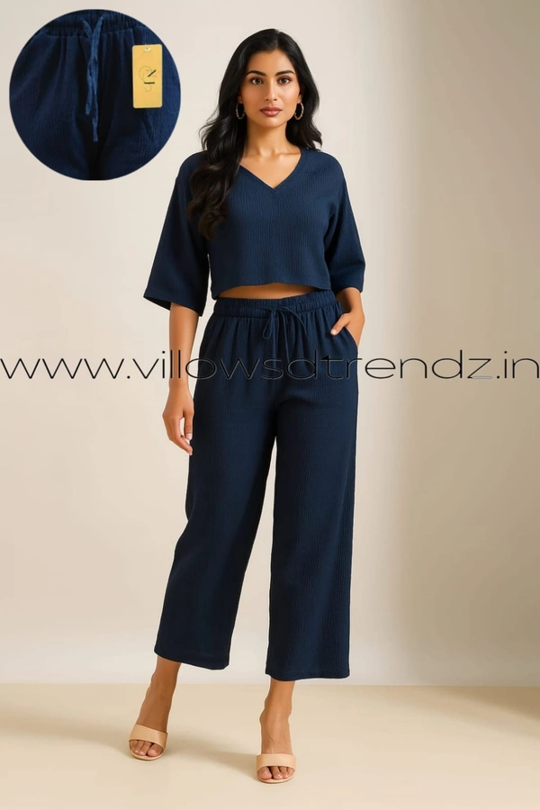 Ruthvi Ethnics Imported Georgette Golden Tag Palazzo|Plain Palazzo| Navy Blue |  IP165051 - FS(Fits upto 2XL), Navy Blue