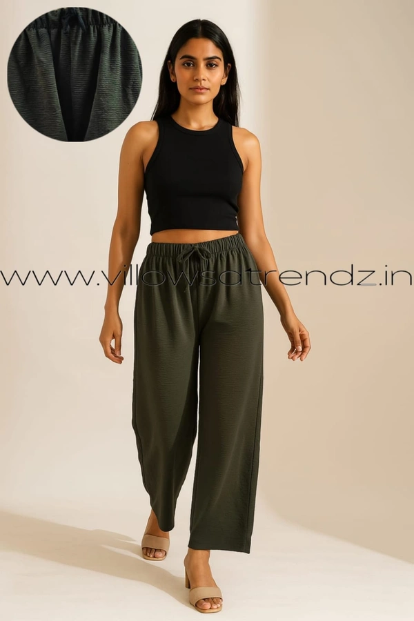 Ruthvi Ethnics Imported Georgette Golden Tag Palazzo|Plain Palazzo| Black |  IP165053 - FS(Fits upto 2XL), Black