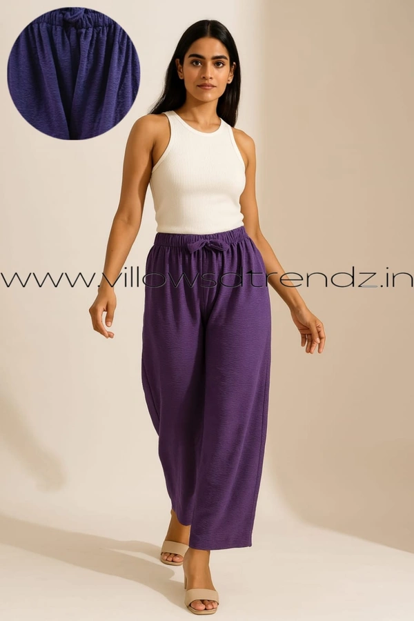 Ruthvi Ethnics Imported Georgette Golden Tag Palazzo|Plain Palazzo| Lavender  |  IP165044 - FS(Fits upto 2XL), Lavender