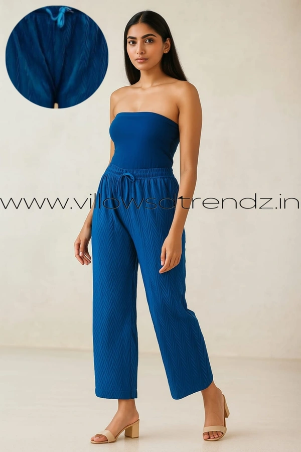 Ruthvi Ethnics Imported Georgette Golden Tag Palazzo|Plain Palazzo| Blue |  IP165014 - FS(Fits upto 2XL), Blue