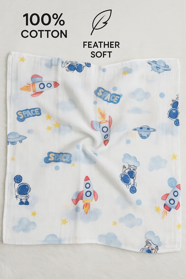 Prini's First Touch Imported Muslin Swaddel Towel|Bath Towel |Pack Contains 1 Towel|100% Organic Cotton| 120 x 120 cm| White | MIPT19001 - 120 x 120 cm, White