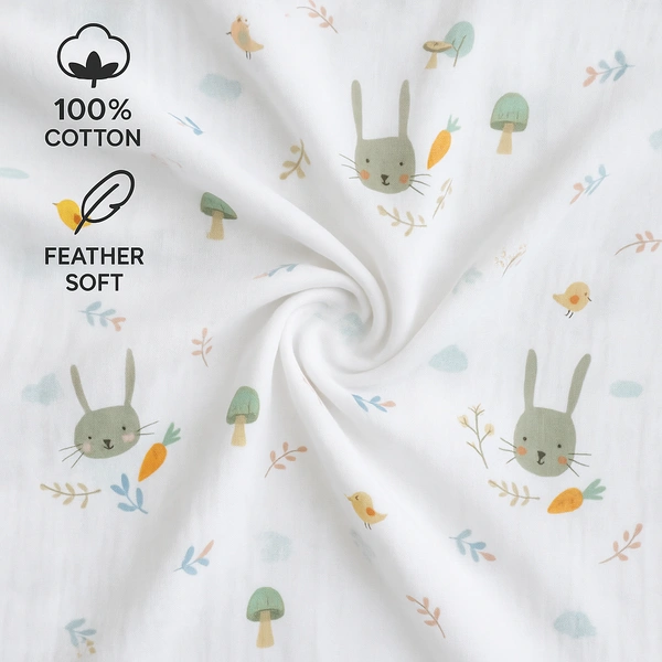Prini's First Touch Imported Muslin Swaddel Towel|Bath Towel |Pack Contains 1 Towel|100% Organic Cotton| 120 x 120 cm| White | MIPT19006 - 120 x 120 cm, White