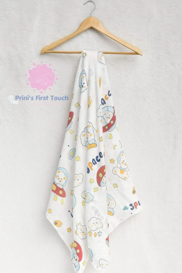 Prini's First Touch Imported Muslin Swaddel Towel|Bath Towel |Pack Contains 1 Towel|100% Organic Cotton| 120 x 120 cm| White | MIPT19007 - 120 x 120 cm, White