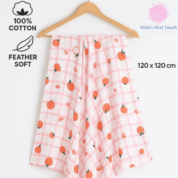 Prini's First Touch Imported Muslin Swaddel Towel|Bath Towel |Pack Contains 1 Towel|100% Organic Cotton| 120 x 120 cm| Light pink | MIPT19004 - 120 x 120 cm, Light pink