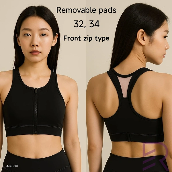 Ruthvi Ethnics Imported Women's Bra |Streachable  | Frent Zip | Removable pads | Black |AB0010 - 32, Black