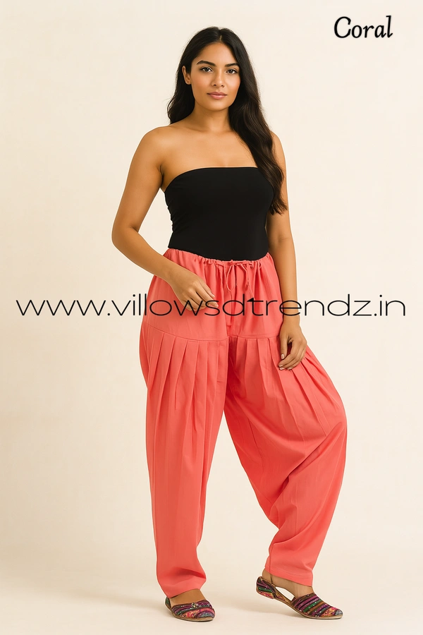 Ruthvi Ethnics Jaipur Cotton Patiyala| Shalwar |Free Size|100% Cotton  |Coral | JP145027 - One Size, Coral