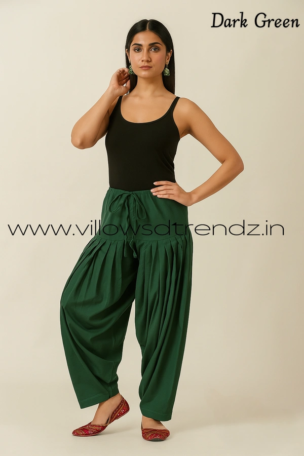 Ruthvi Ethnics Jaipur Cotton Patiyala| Shalwar |Free Size|100% Cotton  |Dark Green| JP145013 - One Size, Dark Green