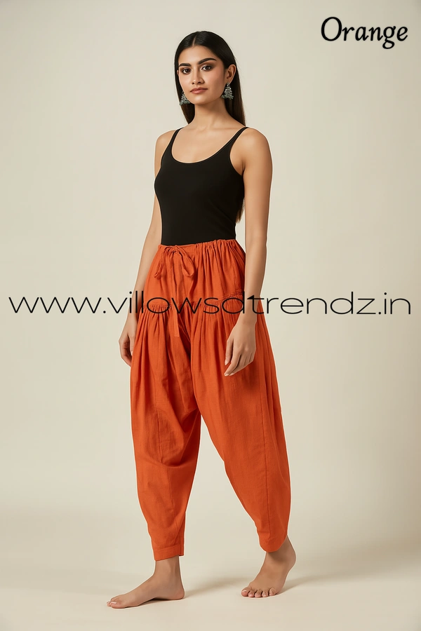 Ruthvi Ethnics Jaipur Cotton Patiyala| Shalwar |Free Size|100% Cotton  | Orange | JP145018 - One Size, Orange