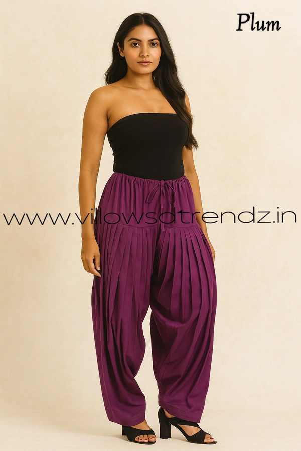 Ruthvi Ethnics Jaipur Cotton Patiyala| Shalwar |Free Size|100% Cotton  | Plum | JP145024 - One Size, Plum