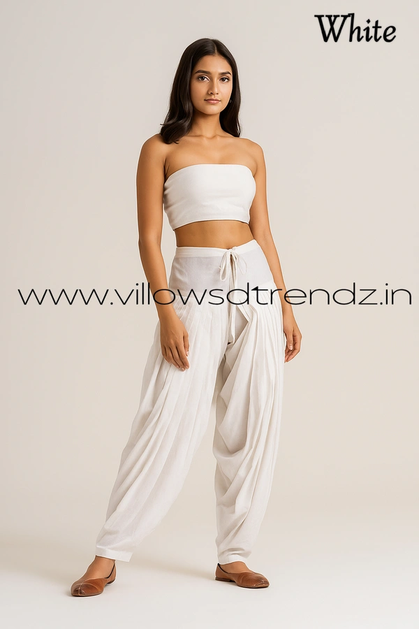 Ruthvi Ethnics Jaipur Cotton Patiyala| Shalwar |Free Size|100% Cotton  |White | JP145009 - One Size, White