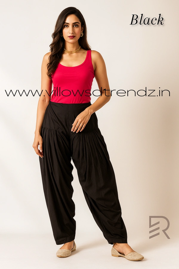 Ruthvi Ethnics Jaipur Cotton Patiyala| Shalwar |Free Size|100% Cotton  | Black | JP145011 - One Size, Black