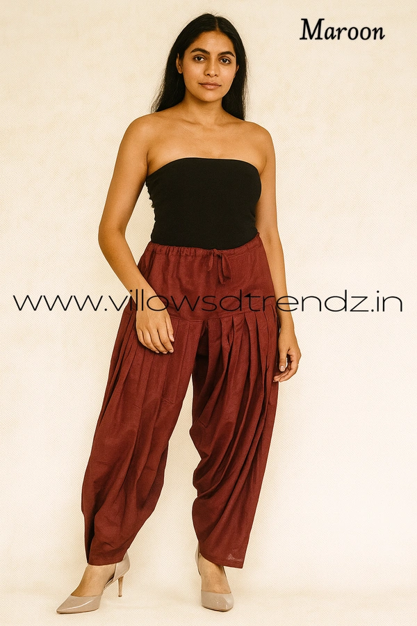 Ruthvi Ethnics Jaipur Cotton Patiyala| Shalwar |Free Size|100% Cotton  | Maroon | JP145020 - One Size, Maroon