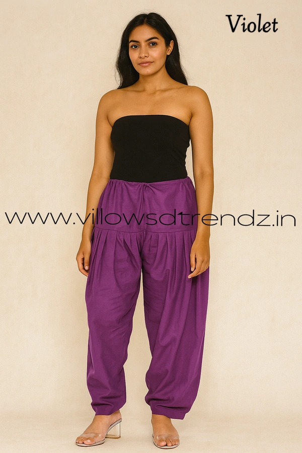 Ruthvi Ethnics Jaipur Cotton Patiyala| Shalwar |Free Size|100% Cotton  | Violet | JP145023 - One Size, Violet
