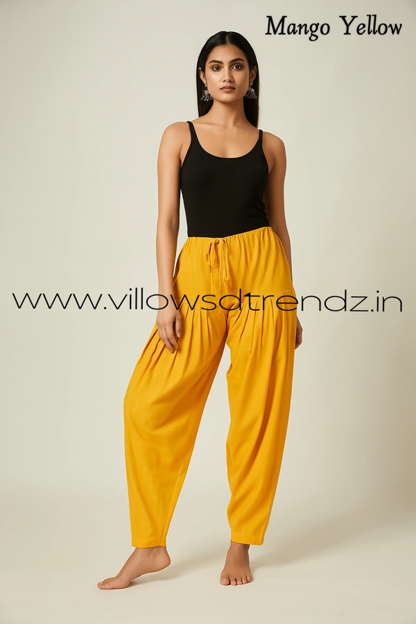 Ruthvi Ethnics Jaipur Cotton Patiyala| Shalwar |Free Size|100% Cotton  | Mango Yellow | JP145019 - One Size, Mango Yellow