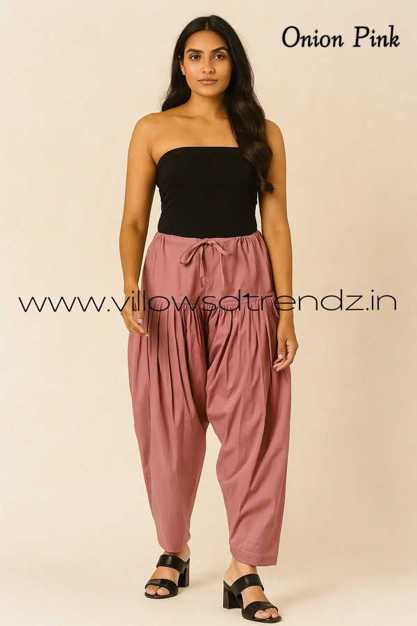 Ruthvi Ethnics Jaipur Cotton Patiyala| Shalwar |Free Size|100% Cotton  | Onion Pink | JP145025 - One Size, Onion Pink