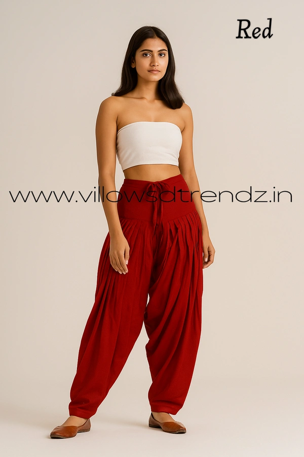 Ruthvi Ethnics Jaipur Cotton Patiyala| Shalwar |Free Size|100% Cotton  |Red | JP145008 - One Size, Red