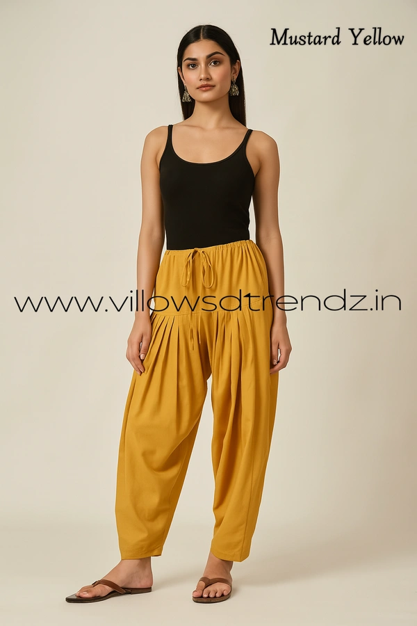 Ruthvi Ethnics Jaipur Cotton Patiyala| Shalwar |Free Size|100% Cotton  |Mustered Yellow | JP145016 - One Size, Mustered Yellow