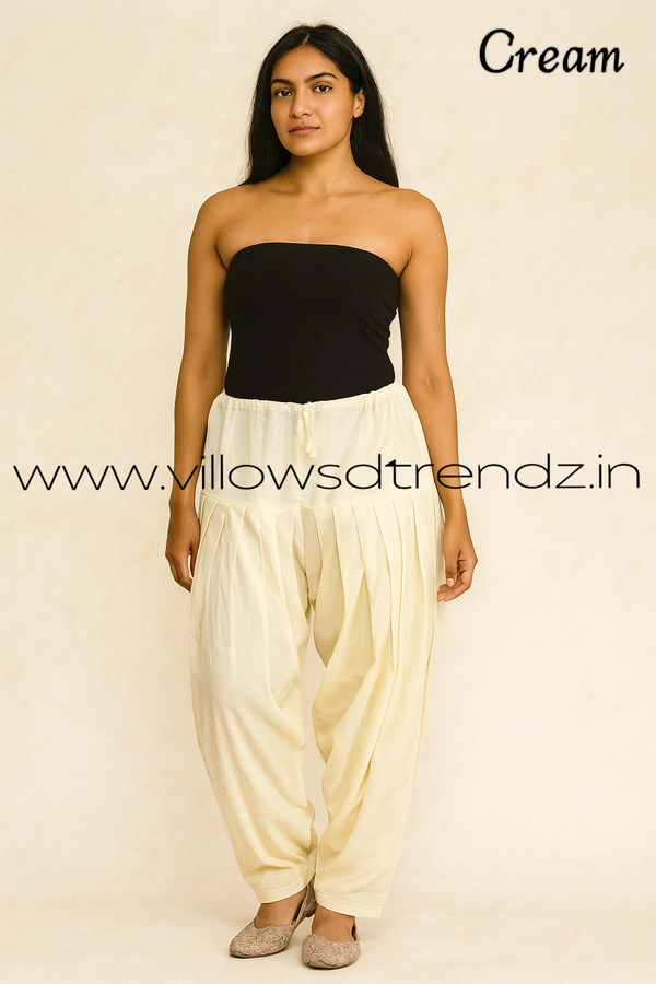 Ruthvi Ethnics Jaipur Cotton Patiyala| Shalwar |Free Size|100% Cotton  | Cream | JP145022 - One Size, Cream
