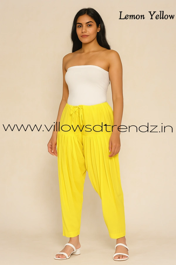 Ruthvi Ethnics Jaipur Cotton Patiyala| Shalwar |Free Size|100% Cotton  |Lemon Yellow| JP145026 - One Size, Lemon Yellow