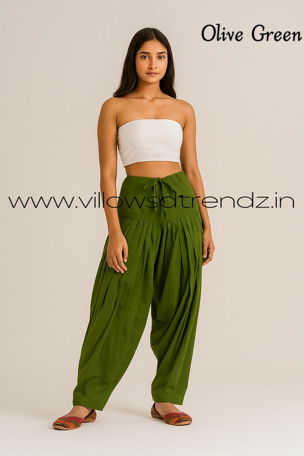 Ruthvi Ethnics Jaipur Cotton Patiyala| Shalwar |Free Size|100% Cotton  |Olive Green | JP145007 - One Size, Olive Green