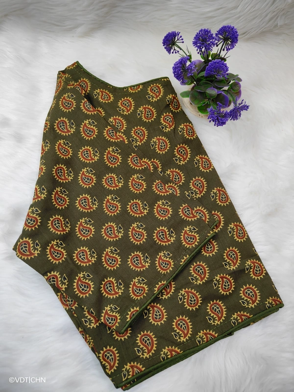 Ruthvi Ethnics Kalamkari pattern Blouse SB74 - Mehandi Green, FS