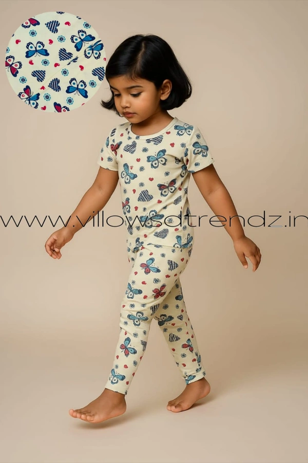 Smurf Finds Kids Unisex Pyjama Set | T-shirt with Full Phant | 100% Cotton | Half White | KPY10505 - 1-Yr, Half White