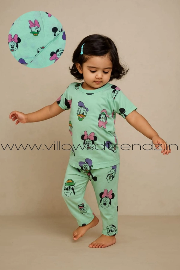 Smurf Finds Kids Unisex Pyjama Set | T-shirt with Full Phant | 100% Cotton | Light Green | KPY105026 - 1-Yr, Light Green