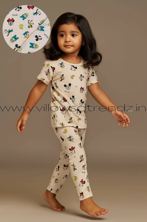 Smurf Finds Kids Unisex Pyjama Set | T-shirt with Full Phant | 100% Cotton | Light Pink | KPY10504 - 1-Yr, Light Pink