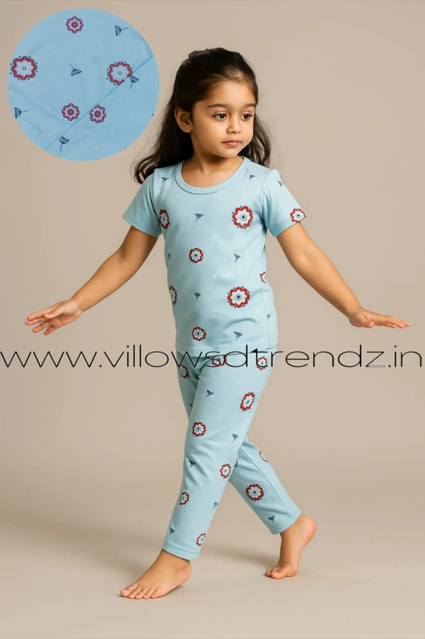 Smurf Finds Kids Unisex Pyjama Set | T-shirt with Full Phant | 100% Cotton | Sky Blue | KPY105010 - 2-Yr, Sky Blue