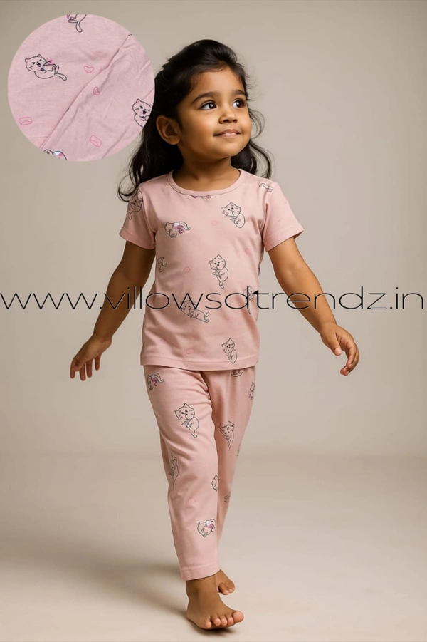 Smurf Finds Kids Unisex Pyjama Set | T-shirt with Full Phant | 100% Cotton | Pink | KPY10502 - 2-Yr, Pink