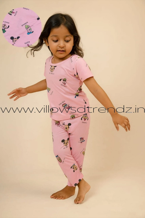Smurf Finds Kids Unisex Pyjama Set | T-shirt with Full Phant | 100% Cotton | Pink | KPY105025 - 1-Yr, Pink