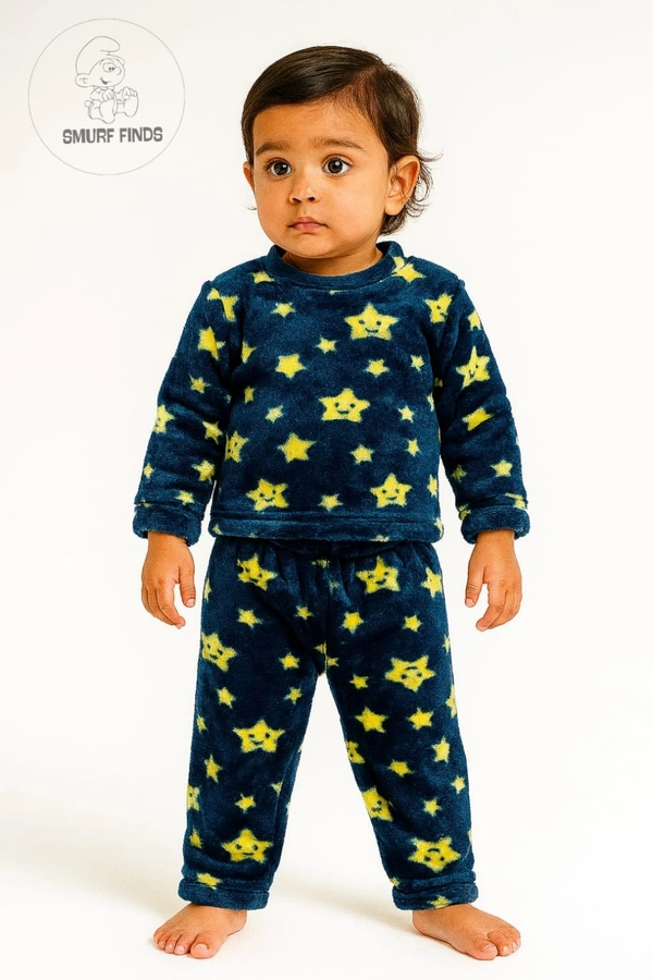 First Cry|Baby Hug Kids Unisex Winter Set| Sweaters|Fur Fabric| Top and Bottom| Full Sleeve| Blue | SMWS362010 - 9 to 12 Month, Blue