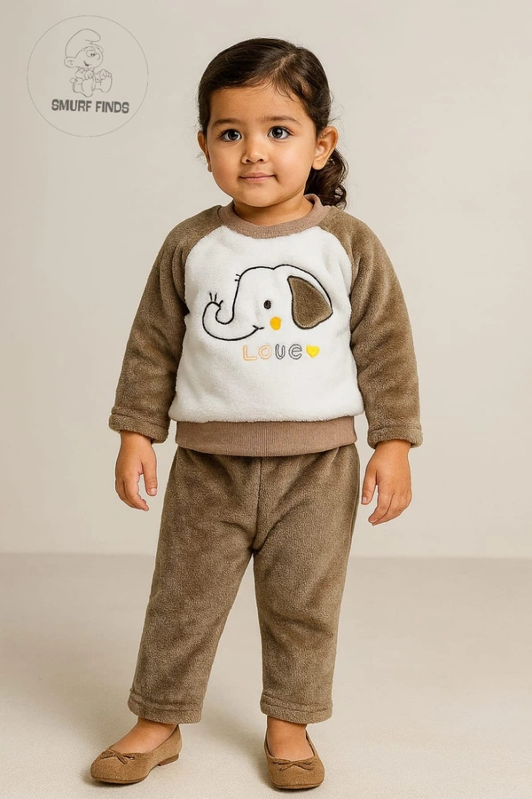 First Cry|Baby Hug Kids Unisex Winter Set| Sweaters|Fur Fabric| Top and Bottom| Full Sleeve| Light Brown | SMWS36205 - 100(5 Year), Light Brown