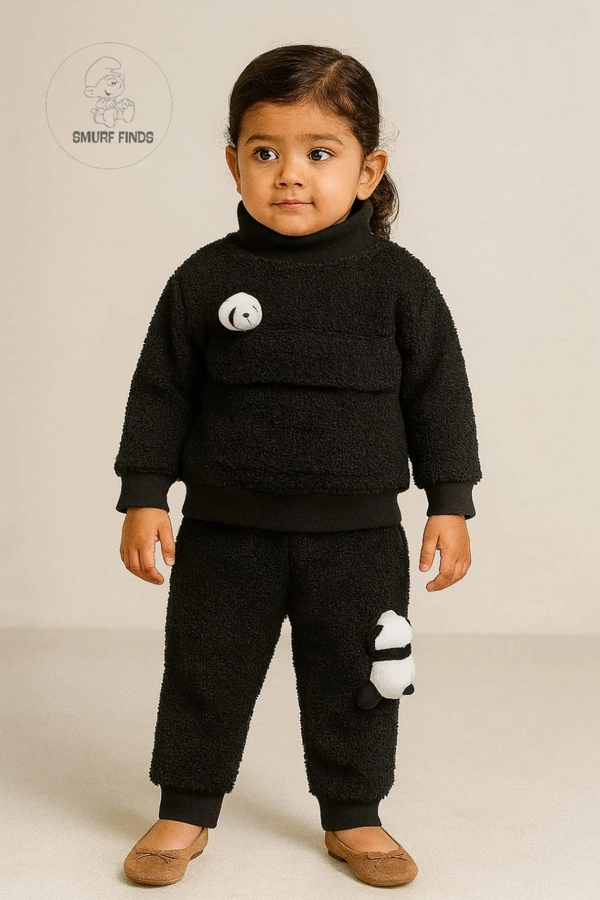 First Cry|Baby Hug Kids Unisex Winter Set| Sweaters|Fur Fabric| Top and Bottom| Full Sleeve| Black | SMWS36201 - 90(4 Year ), Black