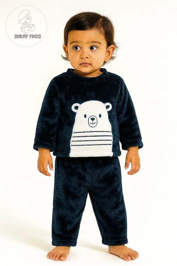 First Cry|Baby Hug Kids Unisex Winter Set| Sweaters|Fur Fabric| Top and Bottom| Full Sleeve| Dark Blue | SMWS36206 - 3 to 6 Month, Dark Blue