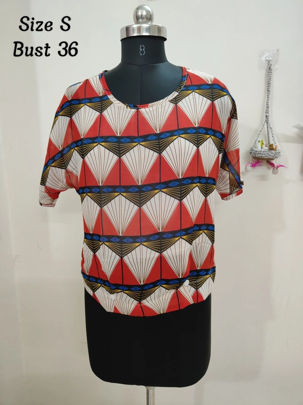 VDT Kite Design Printed Top - Red, S